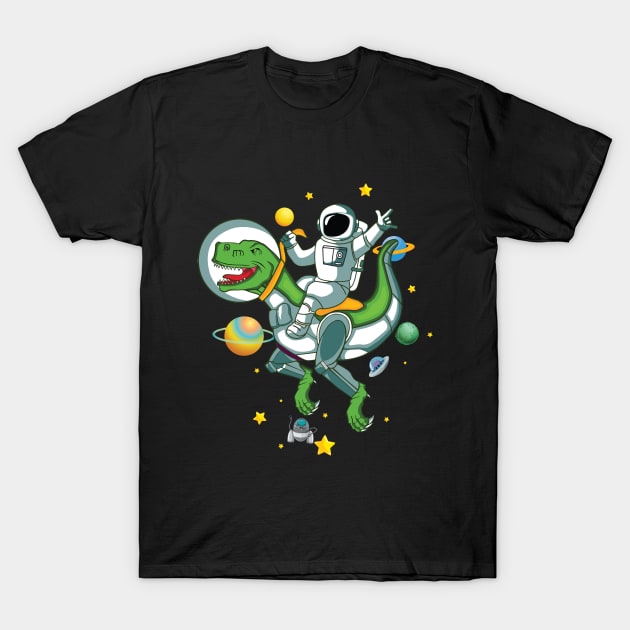 Astronaut Riding Dino T-Shirt by Teewyld